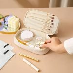 کیف لوازم آرایشی نیم دایره ای شفاف مدل دو لایه اورجینال